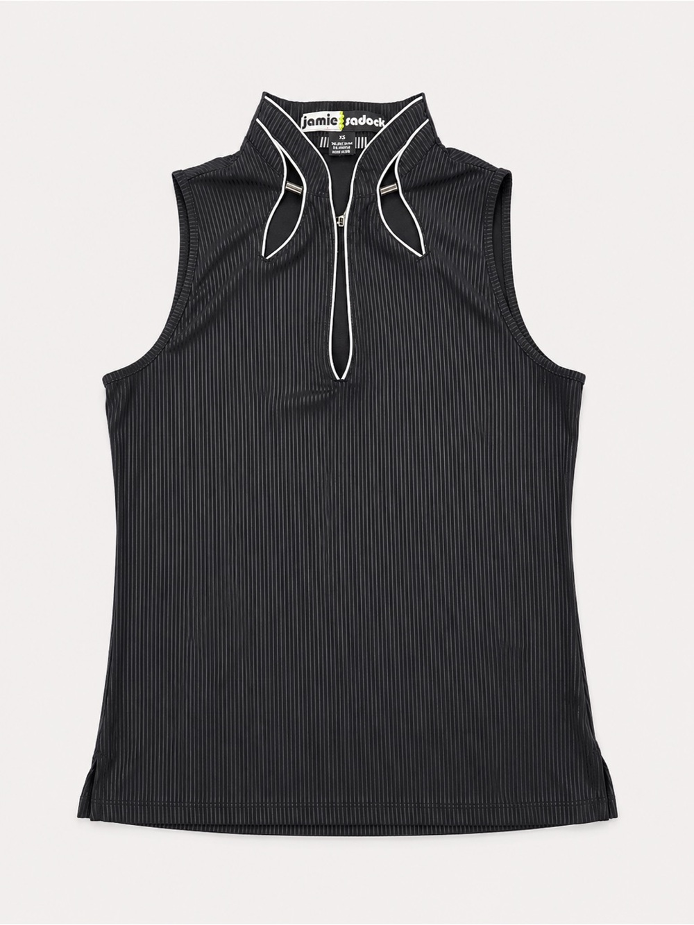 Jamie Sadock Sleeveless Mock Neck Golf Top Black Pinstripe Cutout XS #1001 - Picture 3 of 5
